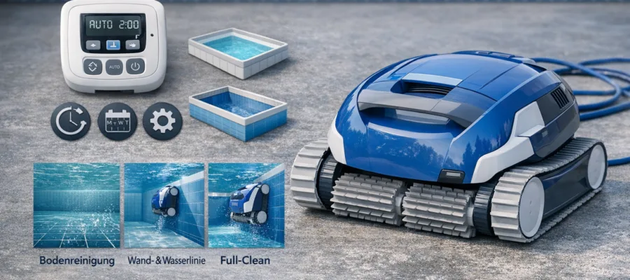 Poolroboter Programmwahl und Reinigungsmodi erklaert